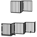 Dog Gate with Door Foldable 9 Panels Black 450 cm Poplar Wood 3155541