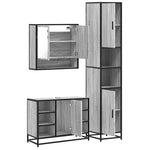 ZNTS 3 Piece Bathroom Furniture Set Grey Sonoma Engineered Wood 3301123