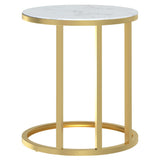 Side Table Gold and White Marble 45 cm Tempered Glass 331664