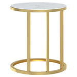 ZNTS Side Table Gold and White Marble 45 cm Tempered Glass 331664