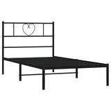 Metal Bed Frame without Mattress with Headboard Black 100x200cm 355458