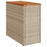 Garden Side Table with Wooden Top Beige 58x27.5x55 cm Poly Rattan 366072