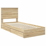 Storage Bed with Drawer Sonoma Oak 75 x 190 cm Engineered Wood 3409603