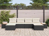 Garden Sofa Set with Cushion 6 pcs Black and Cream Poly Rattan 3356807
