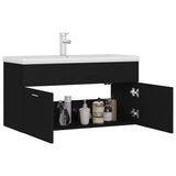 Sink Cabinet with Built-in Basin Black Engineered Wood 3071289
