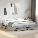 Bed Frame with Drawers without Mattress Grey Sonoma 180x200 cm Super King 3280368
