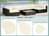 Replacement Cushion Covers for Garden Sofa Set, Garden Rattan Sofa Cushion Polyester Cover T3398P314187