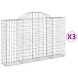 Arched Gabion Baskets 3 pcs 200x30x120/140 cm Galvanised Iron 3146132