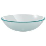 Bathroom Sink with Tap and Push Drain Frosted Tempered Glass 3098446