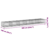 Gabion Basket with Cover 600x100x50 cm Galvanised Iron 3295183