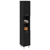 Bathroom Cabinet Black Oak 30 x 30 x 179 cm Engineered Wood 862513