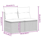 2 Piece Garden Sofa Set with Cushions Beige Poly Rattan Acacia 3325245