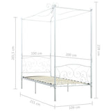 284469 Canopy Bed Frame without Mattress White Metal 100x200 cm
