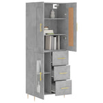 Highboard Concrete Grey 69.5x34x180 cm Engineered Wood 3199933