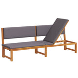 Sun Lounger Reclining Brown 200 x 57 x 75cm Solid Acacia wood 4108113