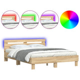 Bed Frame with LED without Mattress Sonoma Oak 150x200 cm King Size 3207541