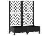Garden Planter with Trellis&Wheels Black 80 x 40 x 131.5 cm PP 3422965