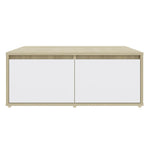 Coffee Table White and Sonoma Oak 80x80x31 cm Engineered Wood 806881