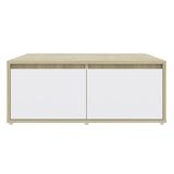 Coffee Table White and Sonoma Oak 80x80x31 cm Engineered Wood 806881