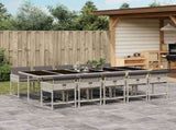 11 Piece Garden Dining Set with Cushions Light Grey Poly Rattan 3211295