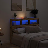 Headboard Cabinet with LED Old Wood 140x17x102 cm 863128