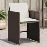 Garden Chairs with Cushions 4 pcs Brown Poly Rattan 364986