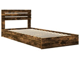 Storage Bed with Drawer Smoked Oak 100 x 200 cm Engineered Wood 3411592