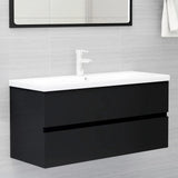 Sink Cabinet with Built-in Basin Black Engineered Wood 3071568