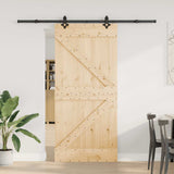 Sliding Door with Hardware Set 95x210 cm Solid Wood Pine 3332636