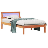 Bed Frame with Headboard Wax Brown 100 x 200 cm Solid Pine Wood 872835