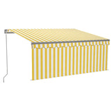 ZNTS Manual Retractable Awning with Blind&LED 3.5x2.5m Yellow&White 3069403