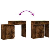 Dressing Table with LED Smoked Oak 115x37x110.5 cm 848231