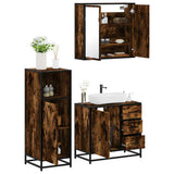 3 Piece Bathroom Furniture Set Smoked Oak Engineered Wood 3300957