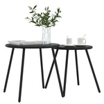 ZNTS Garden Coffee Tables 2 pcs Round Black Powder-coated Steel 4008112