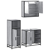 ZNTS 3 Piece Bathroom Furniture Set Grey Sonoma Engineered Wood 3300998