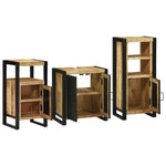 Bathroom Furniture Set with Shelf 3 pcs Brown Solid Mango Wood 3305624