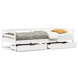 Daybed with Drawers without Mattress White 90x200 cm Solid Wood 3302048