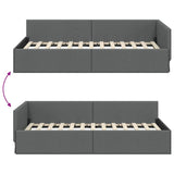 Corner Bed Frame with Headboard Dark Grey 80 cm x 200 cm Velvet 42016028
