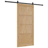 Sliding Door Brown 93 x 202 cm Solid Pine Wood 3333318