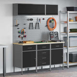Work Cabinet Set with Drawer with Storage Manual 8 pcs Black 3321444