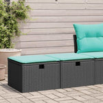 ZNTS 2 Piece Garden Sofa Set with Cushions Black Poly Rattan Acacia 3328670