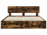 Bed Frame with Drawer Smoked Oak 160 x 200 cm Engineered Wood 3412168