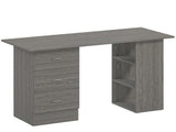Computer Desk, Writing Table, PC Workstation with 3 Storage Shelves and Drawers, Silver Handle, for T3398P378020