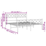 Metal Bed Frame without Mattress with Footboard Black 120x200cm 372293