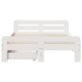 Bed frame without Mattress White 135x190 cm Double Solid Wood Pine 3309054