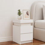 ZNTS Bedside Cabinet with LED Lights White 35x39x55 cm 836749