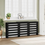 Radiator Cover Black 205x21.5x83.5 cm Engineered Wood 852718