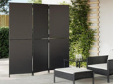 Room Divider 3 Panels Black Poly Rattan 365356