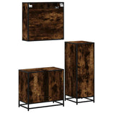 3 Piece Bathroom Furniture Set Smoked Oak Engineered Wood 3300957