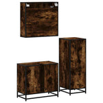 ZNTS 3 Piece Bathroom Furniture Set Smoked Oak Engineered Wood 3300947